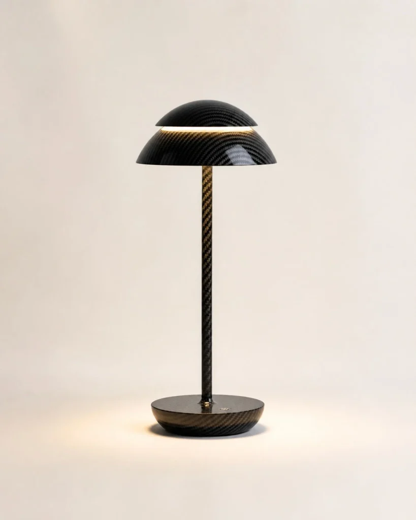 Akku-Tischlampe im skandinavischen Stil DESKA – Schwarz, an einem Arbeitsplatz