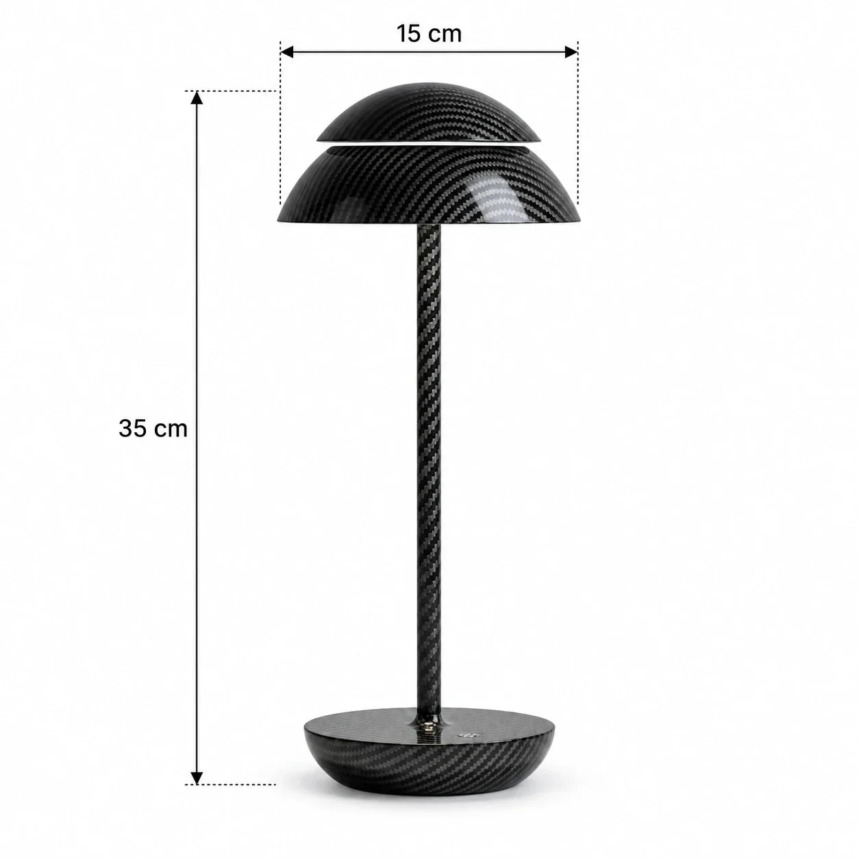 Masszeichnung – Gesamthöhe: 35 cm, Diffusordurchmesser: 15 cm