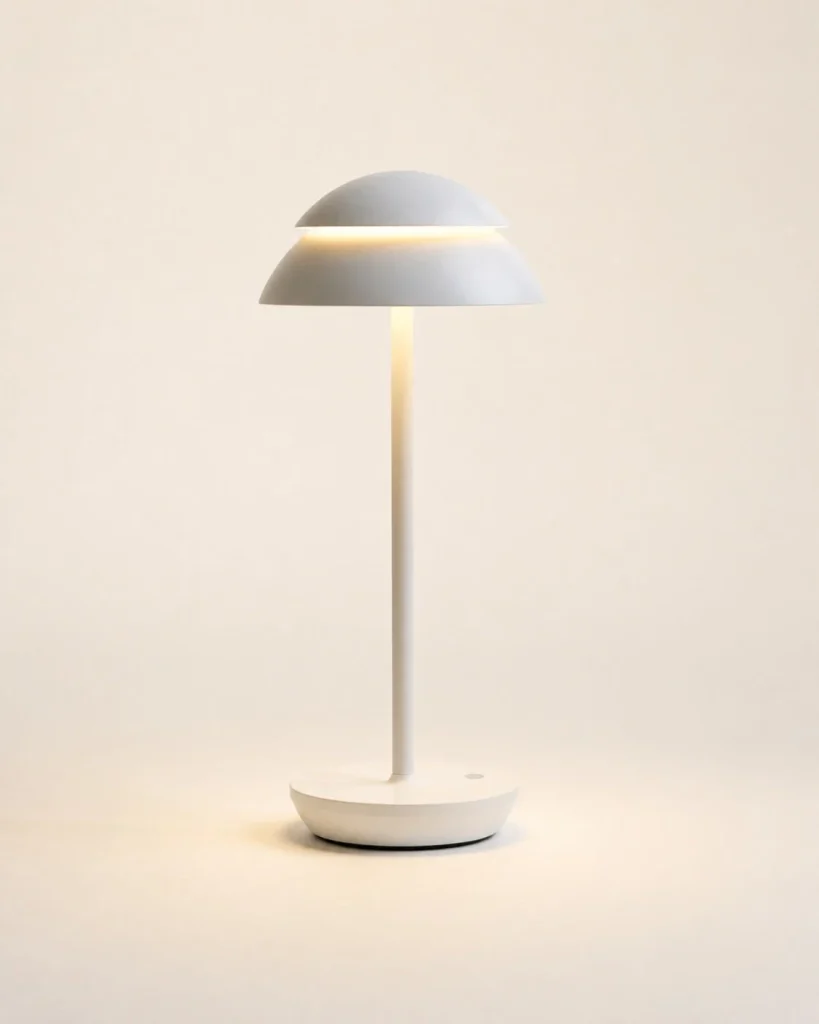 Akku-Tischlampe im skandinavischen Stil DESKA – an einem Arbeitsplatz