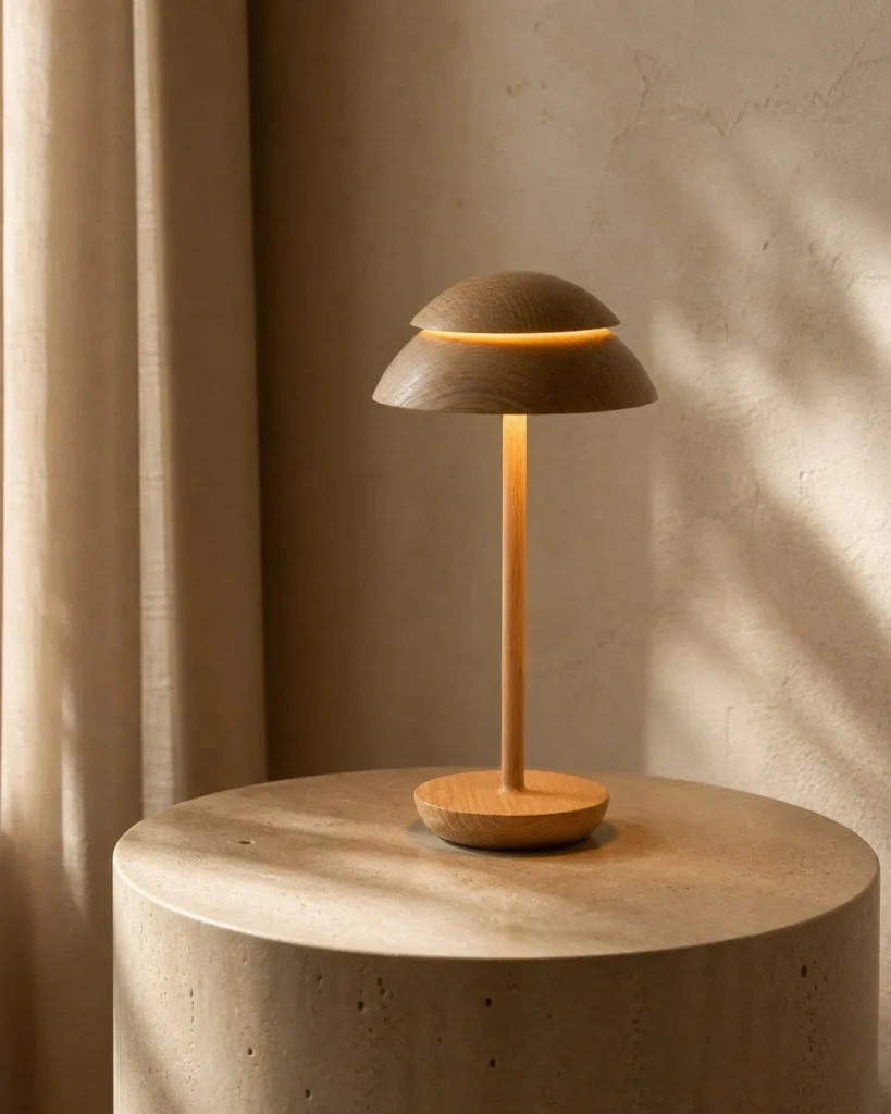 Akku-Tischlampe im skandinavischen Stil DESKA – an einem Arbeitsplatz
