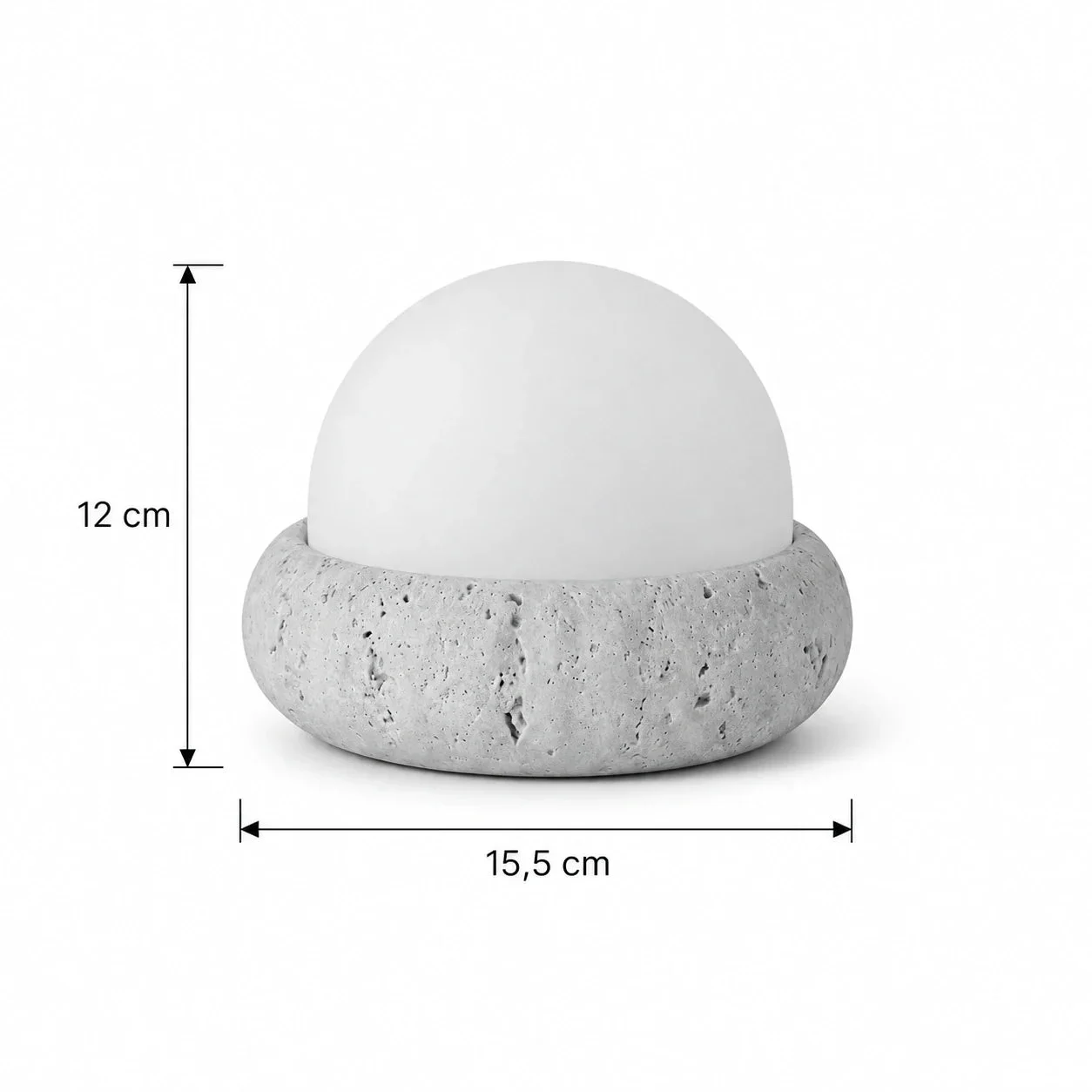 Masszeichnung – Abmessungen: Ø 15,5 cm × H 12 cm
