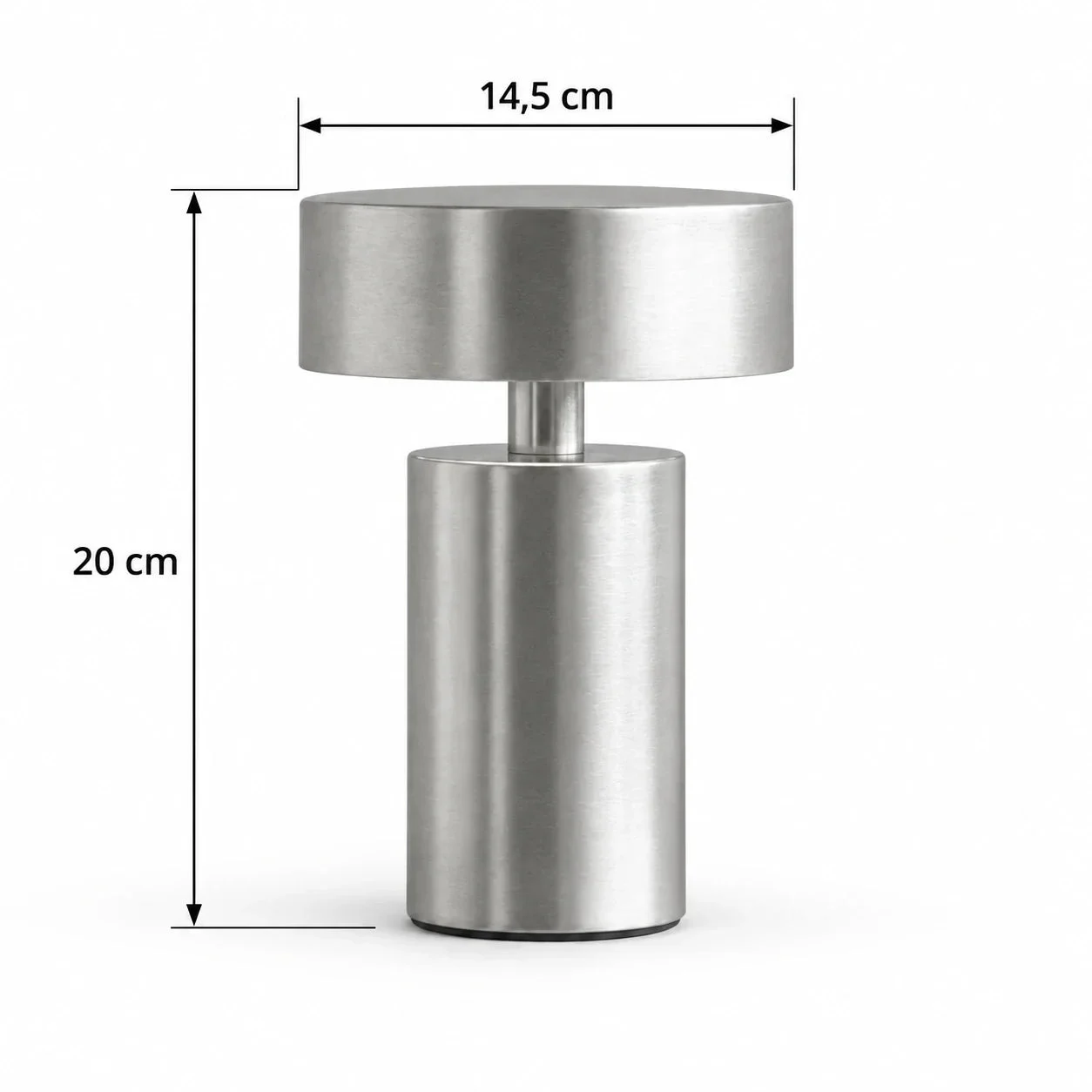 Masszeichnung – Gesamthöhe: 20 cm, Schirmdurchmesser: 14,5 cm