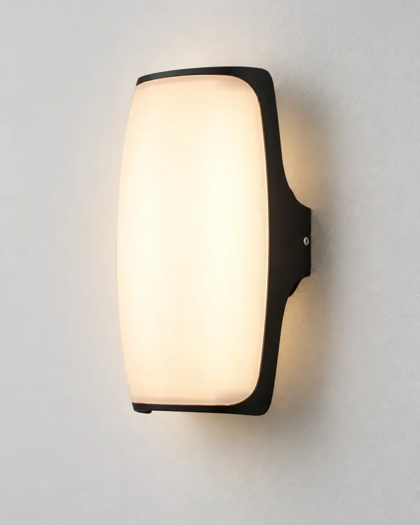 Applique da esterno CRATYA, applique LED bombata, IP65 – nero, foto prodotto con diffusore opale