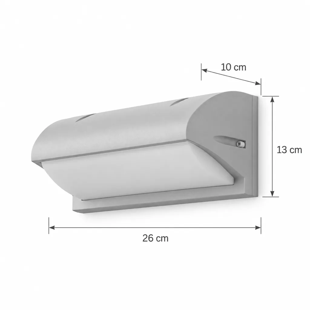 Aussenleuchte DOMOT, LED-Wandleuchte mit Blendschutz, IP65 – Masszeichnung 26 cm
