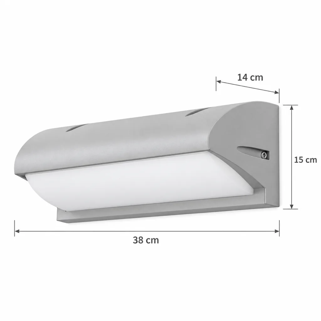 Aussenleuchte DOMOT, LED-Wandleuchte mit Blendschutz, IP65 – Masszeichnung 38 cm