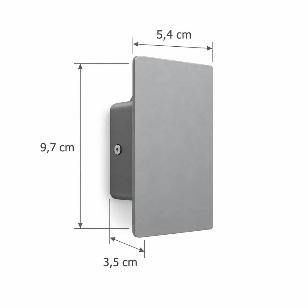 Wandlampe CAVTO, Flache Aussenleuchte Up & Down, 5 Grössen – Masszeichnung 9,7 cm