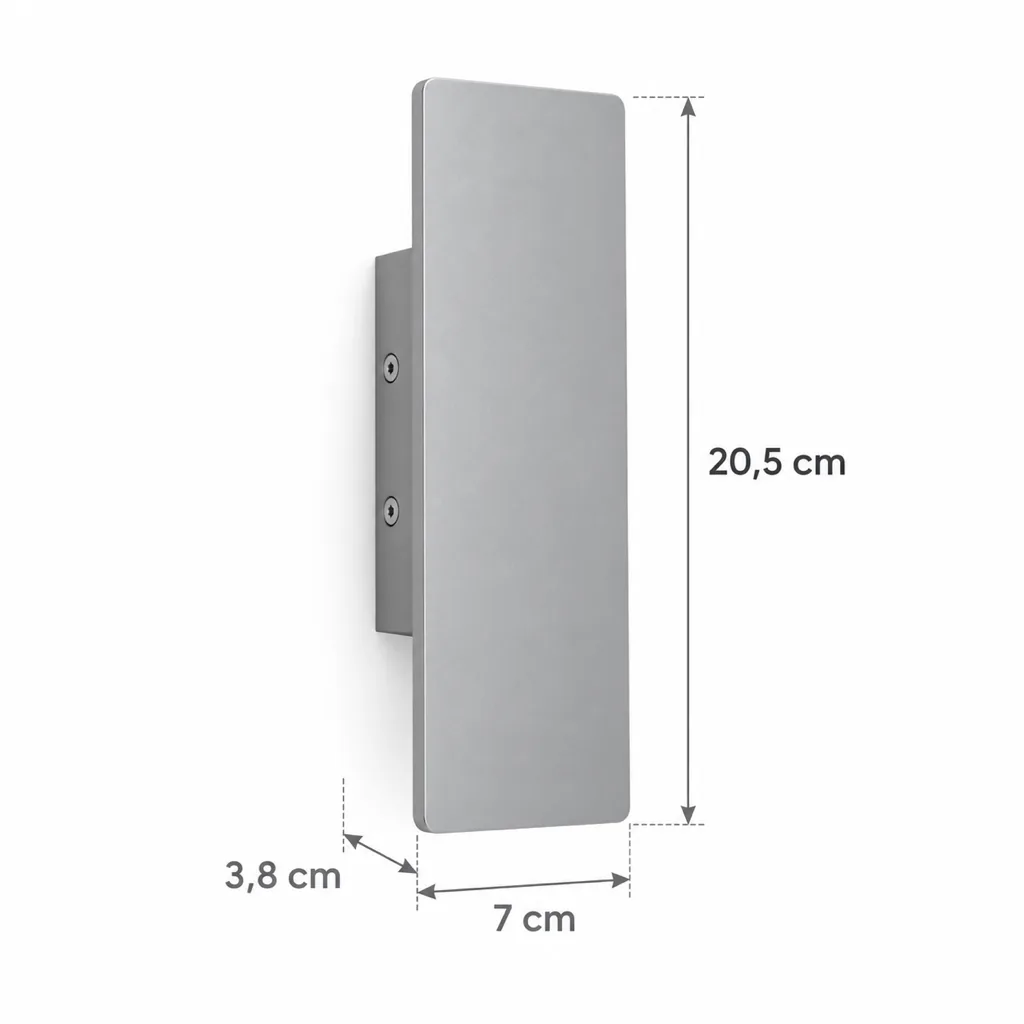 Wandlampe CAVTO, Flache Aussenleuchte Up & Down, 5 Grössen – Masszeichnung 20,5 cm