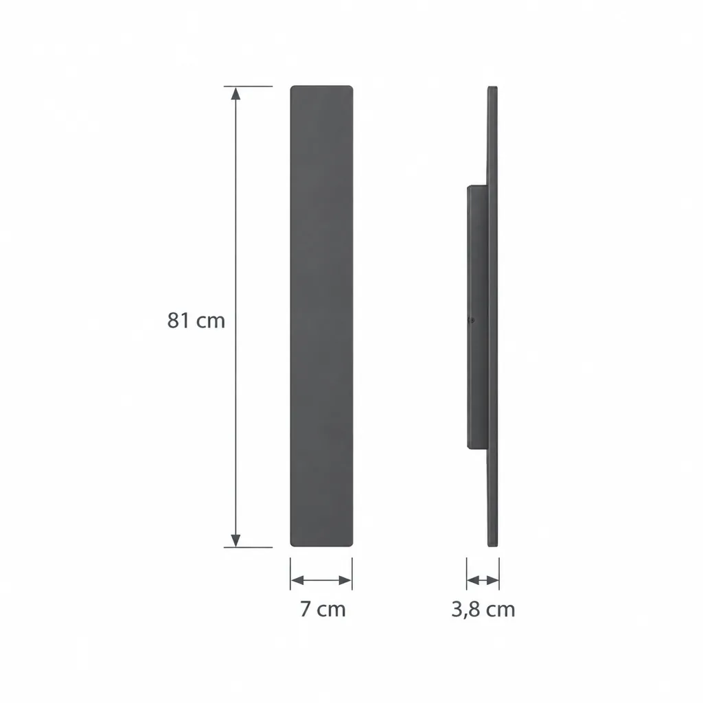 Wandlampe CAVTO, Flache Aussenleuchte Up & Down, 5 Grössen – Masszeichnung 81 cm
