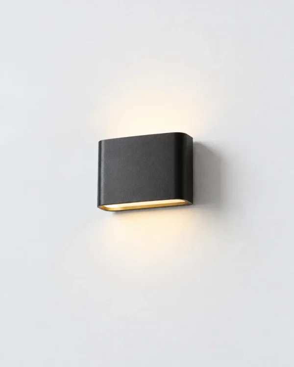 Applique da esterno MATIO, applique ovale up & down, IP65 – nera, 11 cm, foto prodotto con luce verso l'alto e il basso