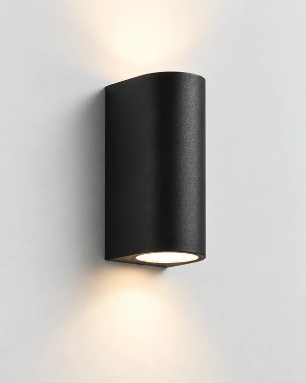 Applique CADOS, applique da esterno up & down in alluminio – nero, foto prodotto con luce verso l'alto e il basso