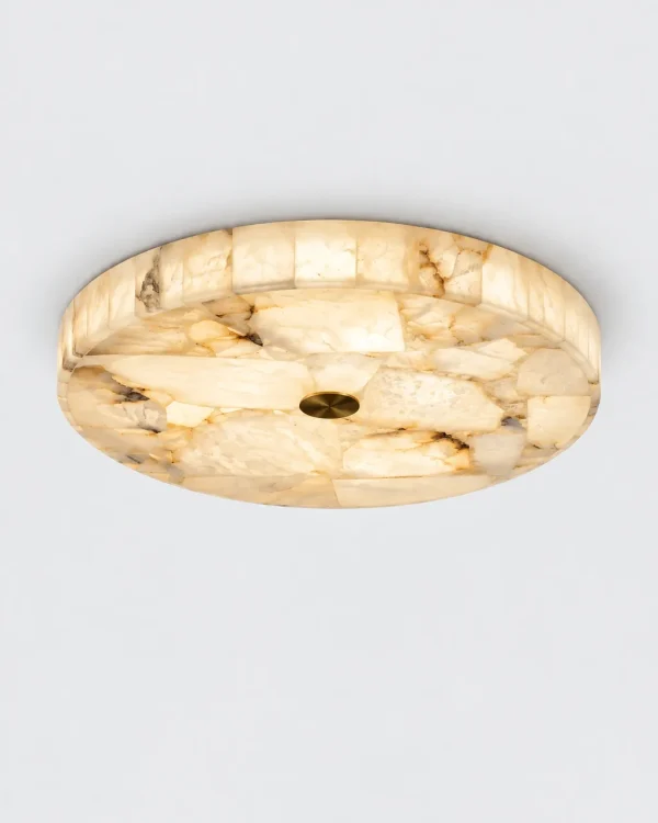 Deckenlampe: Flache Mosaikscheibe aus Alabaster – BATRAZ