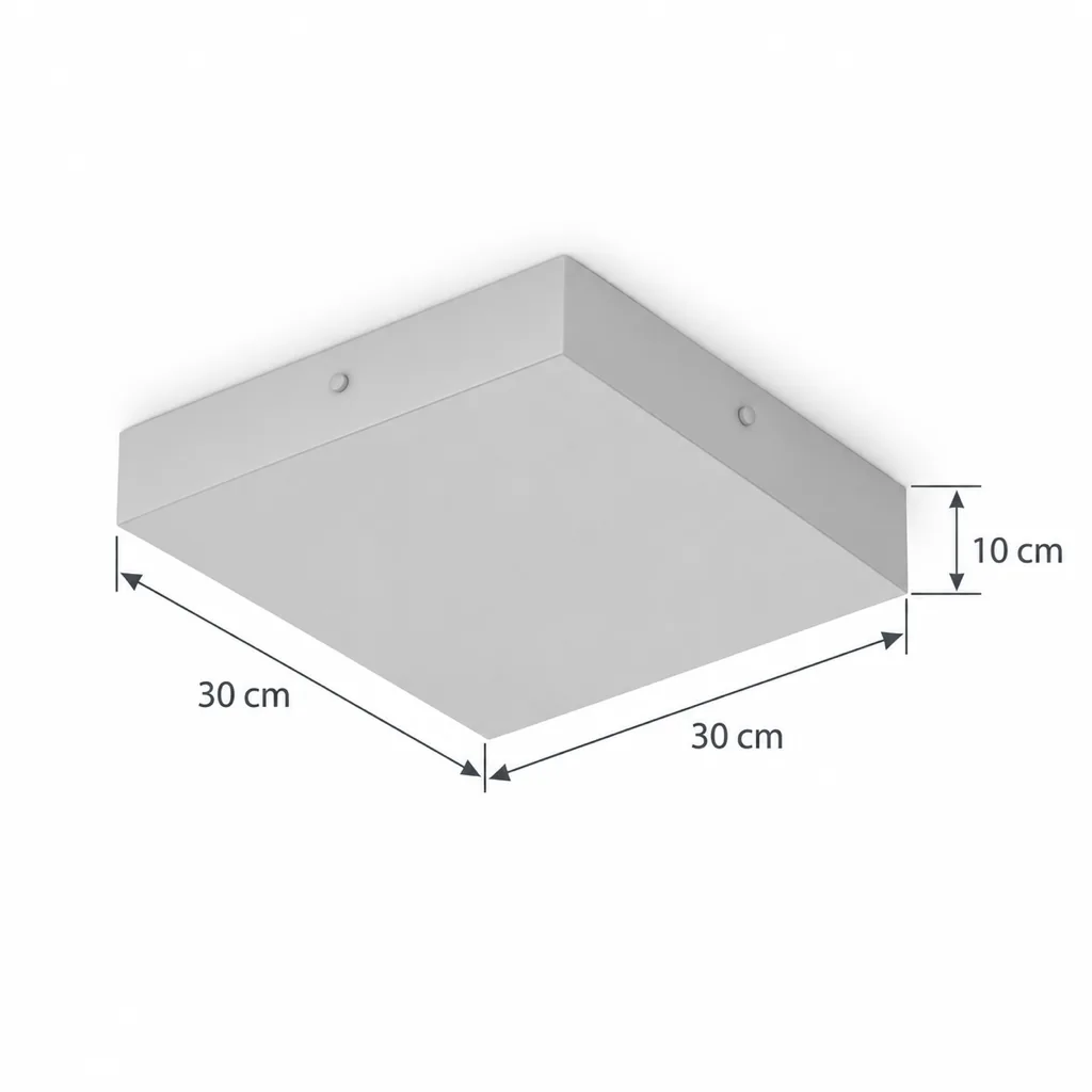 Deckenlampe TSARUK, quadratischer Alabasterblock mit LED – Masszeichnung 30 x 30 cm, Höhe 10 cm