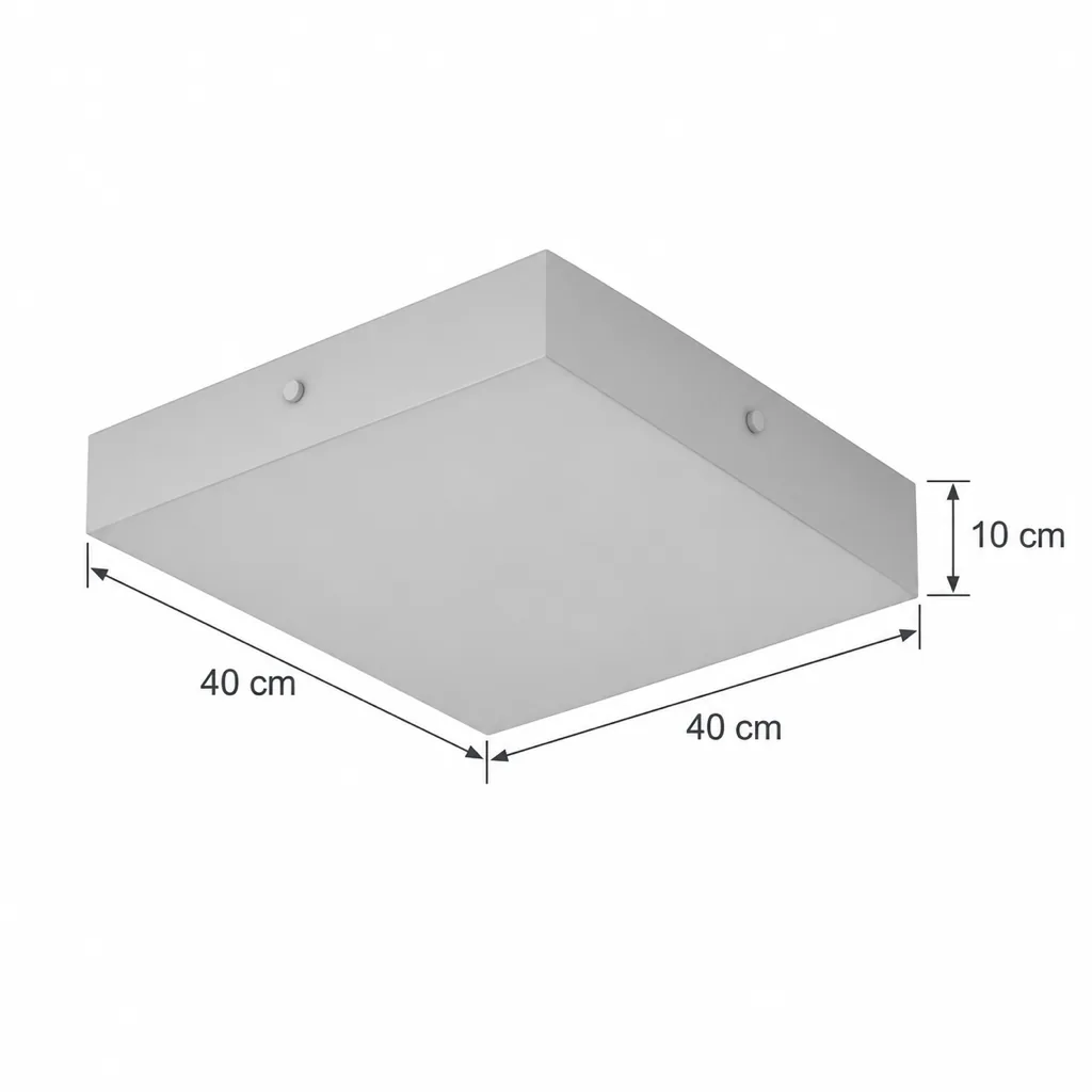 Deckenlampe TSARUK, quadratischer Alabasterblock mit LED – Masszeichnung 40 x 40 cm, Höhe 10 cm