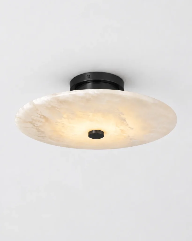 Deckenlampe CIBI, Alabasterschale Ø 20 cm, Messing oder Schwarz – Schwarz, Produktfoto