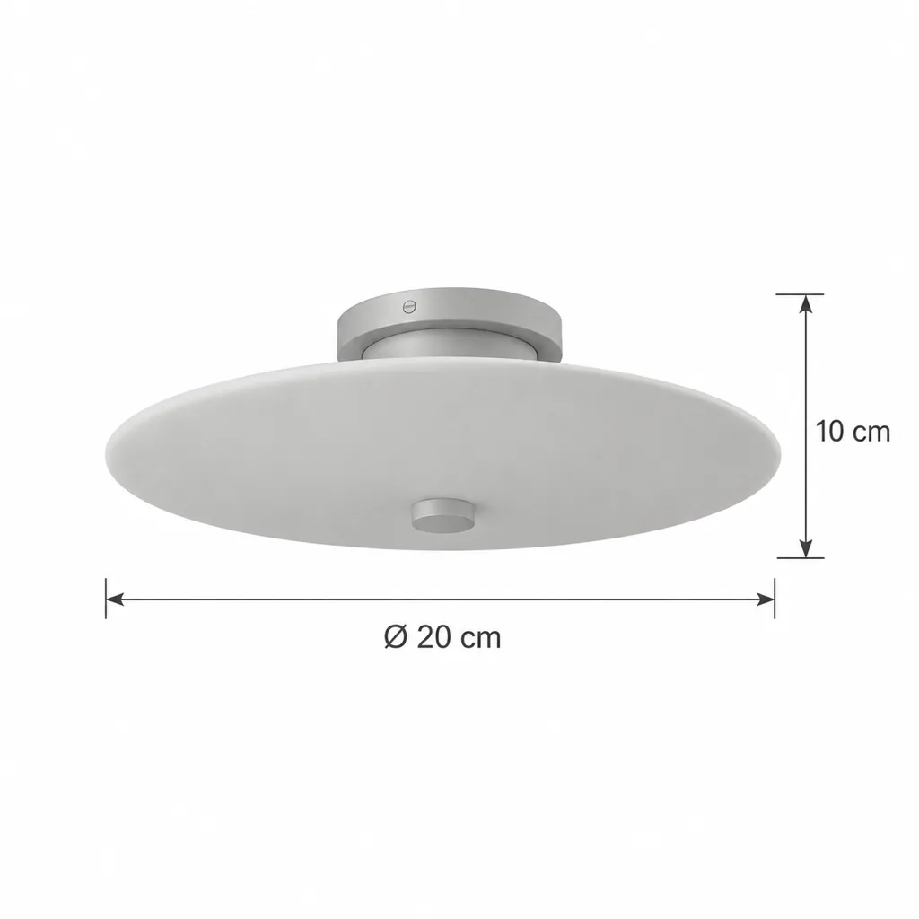 Deckenlampe CIBI, Alabasterschale Ø 20 cm, Messing oder Schwarz – Masszeichnung Ø 20 cm, Höhe 10 cm