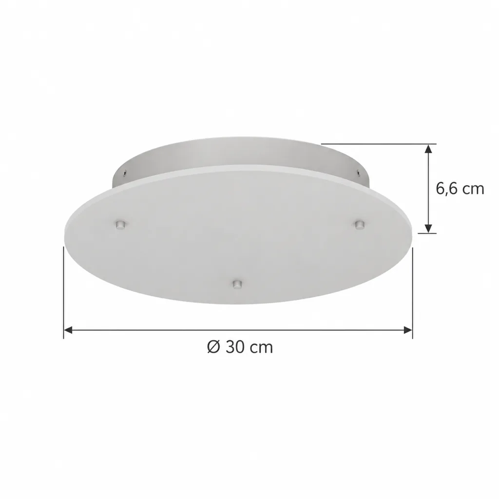 Deckenlampe BILPI, Flache Alabasterscheibe auf Messingsockel – Masszeichnung Ø 30 cm, Höhe 6,6 cm