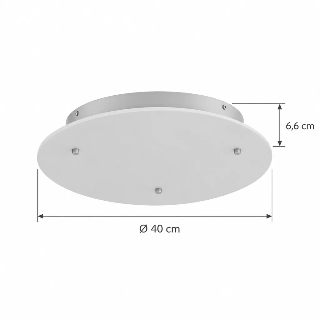 Deckenlampe BILPI, Flache Alabasterscheibe auf Messingsockel – Masszeichnung Ø 40 cm, Höhe 6,6 cm