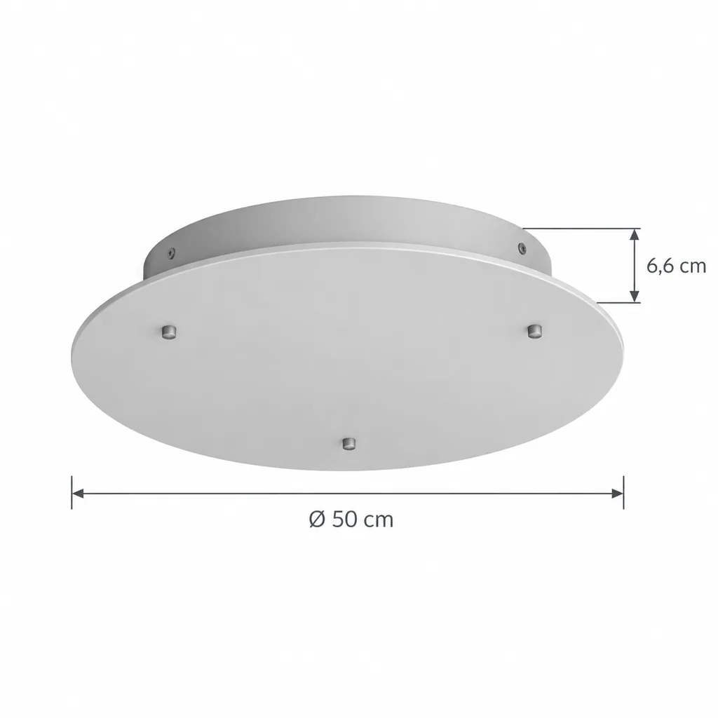 Deckenlampe BILPI, Flache Alabasterscheibe auf Messingsockel – Masszeichnung Ø 50 cm, Höhe 6,6 cm