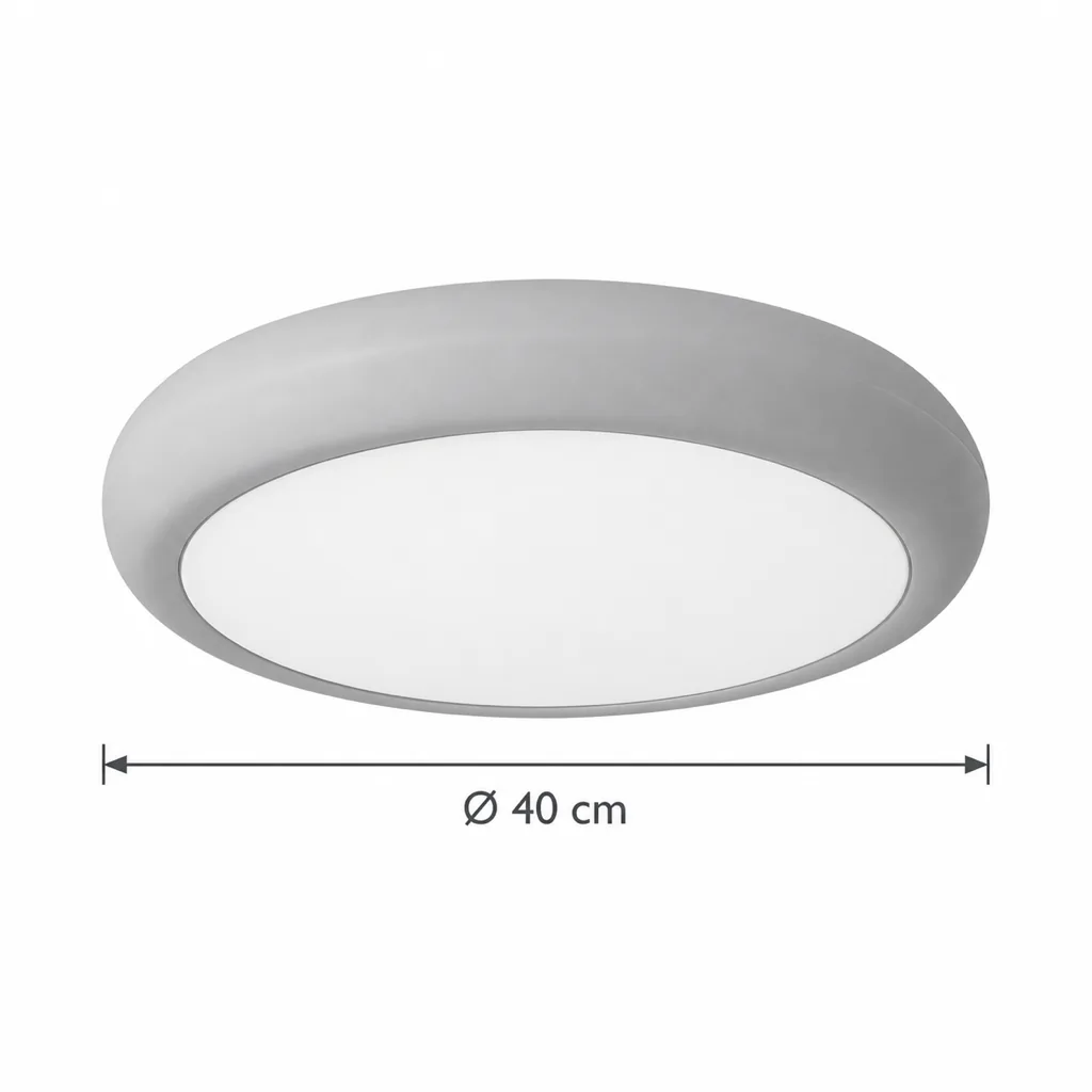 Deckenlampe JILO, Runde LED-Leuchte mit Rahmen in Holzoptik – Masszeichnung Ø 40 cm
