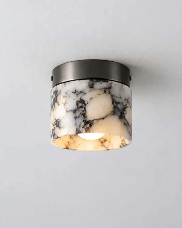 Deckenlampe: Marmorzylinder mit schwarzem Sockel, Ø 12 cm – ANXI