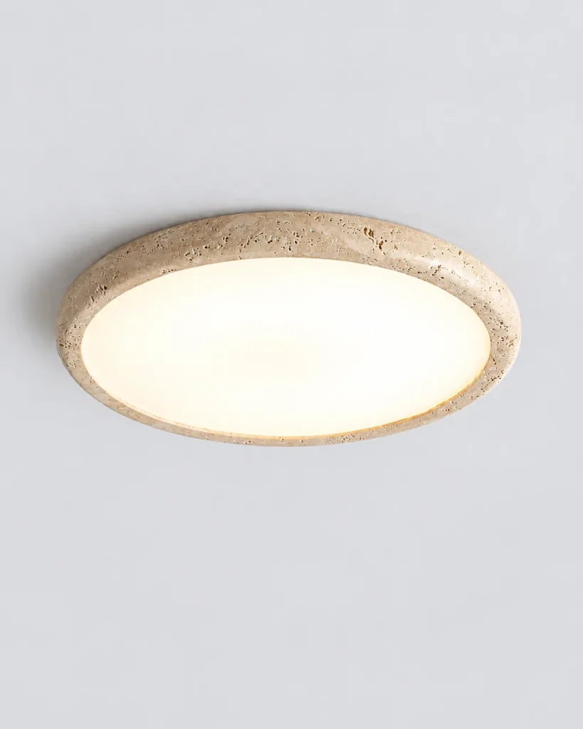 Deckenlampe ZELIA, Ultraflacher Travertin-Ring, LED, 3 Grössen – Travertin, Ø 38 cm, Produktfoto