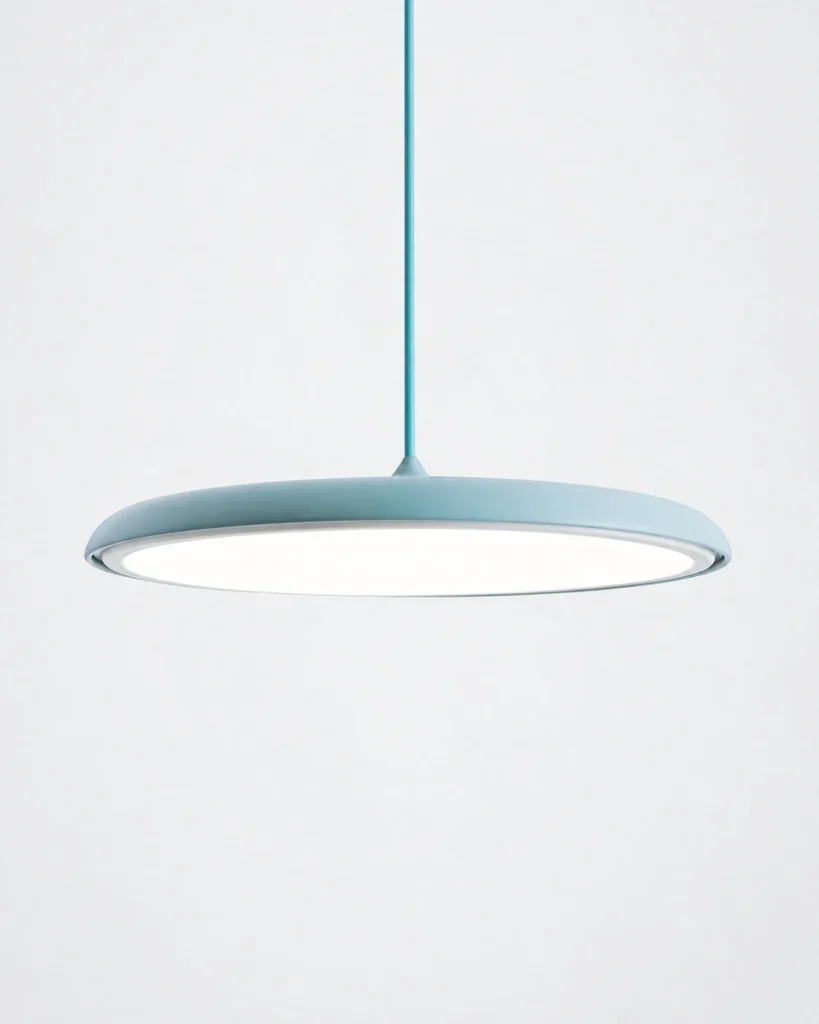 LED-Hängelampe in flacher Scheibenform MAKARON – Blau / 25 cm, Produktfoto