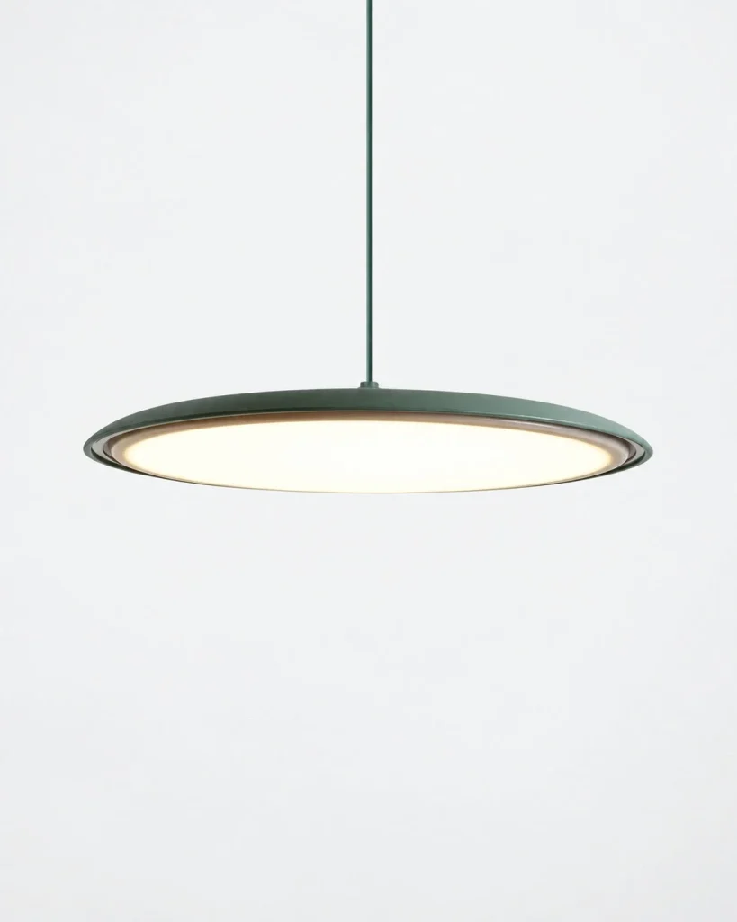 LED-Hängelampe in flacher Scheibenform MAKARON – Grün / 40 cm, Produktfoto