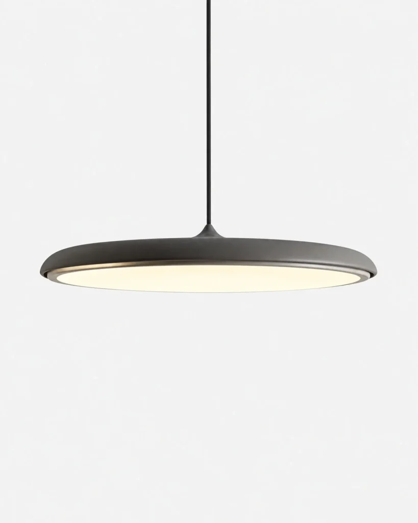 LED-Hängelampe in flacher Scheibenform MAKARON – Grau / 25 cm, Produktfoto
