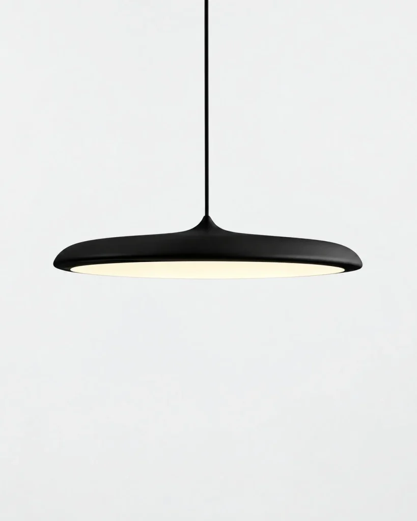 LED-Hängelampe in flacher Scheibenform MAKARON – Schwarz / 25 cm, Produktfoto