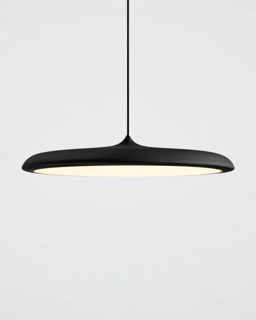 LED-Hängelampe in flacher Scheibenform MAKARON – Schwarz / 40 cm, Produktfoto