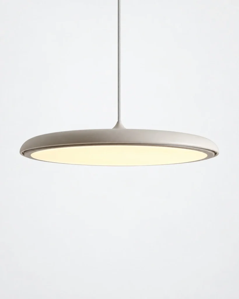 LED-Hängelampe in flacher Scheibenform MAKARON – Weiss / 25 cm, Produktfoto