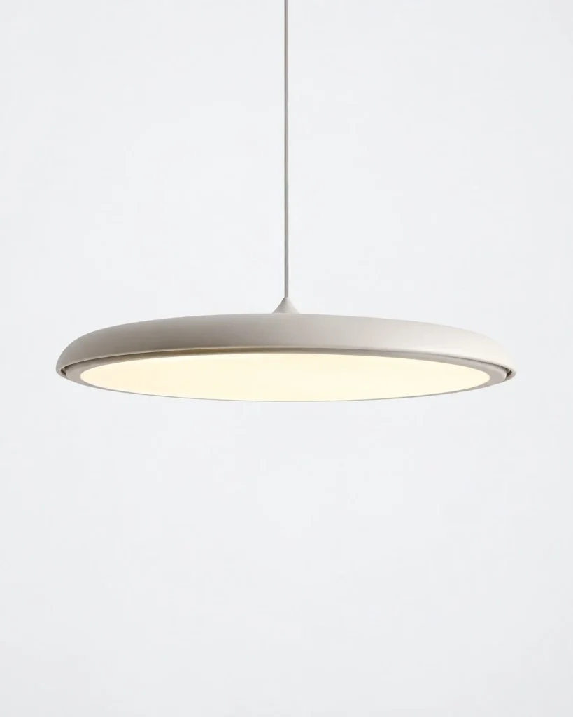 LED-Hängelampe in flacher Scheibenform MAKARON – Weiss / 40 cm, Produktfoto