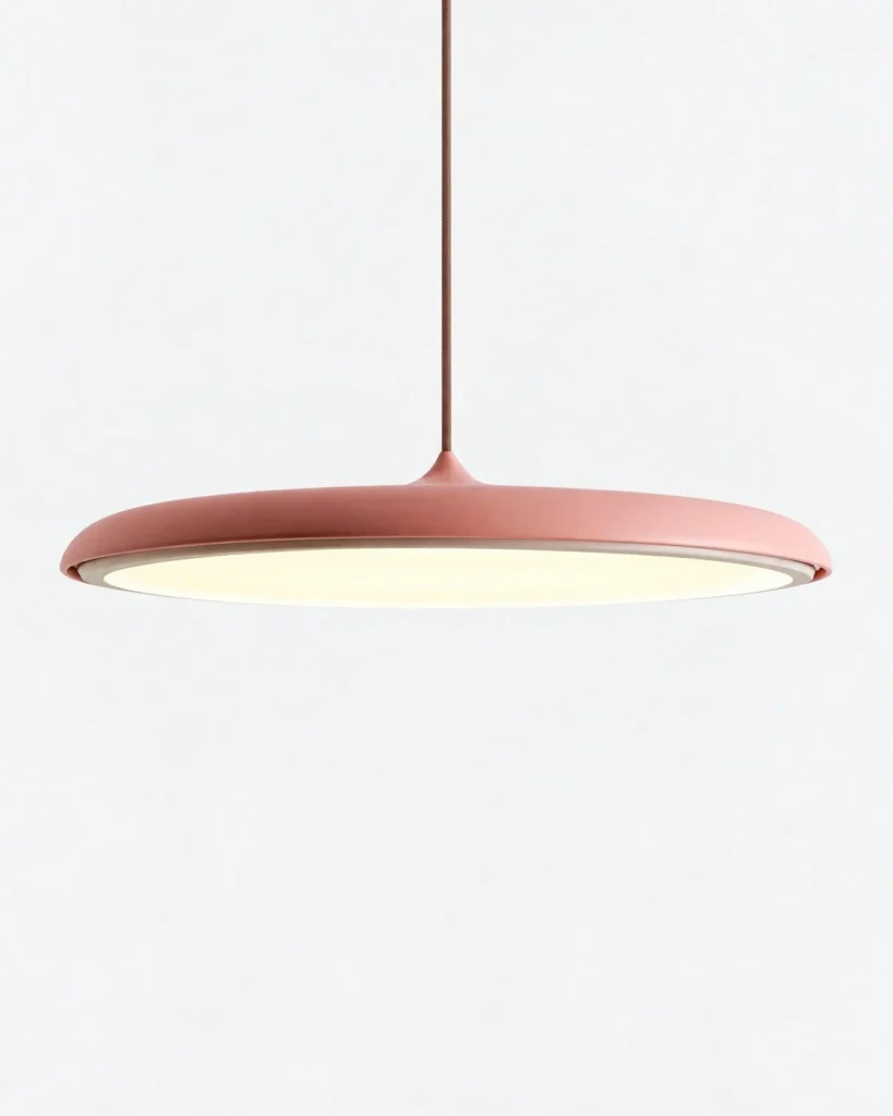 LED-Hängelampe in flacher Scheibenform MAKARON – Rosa / 40 cm, Produktfoto