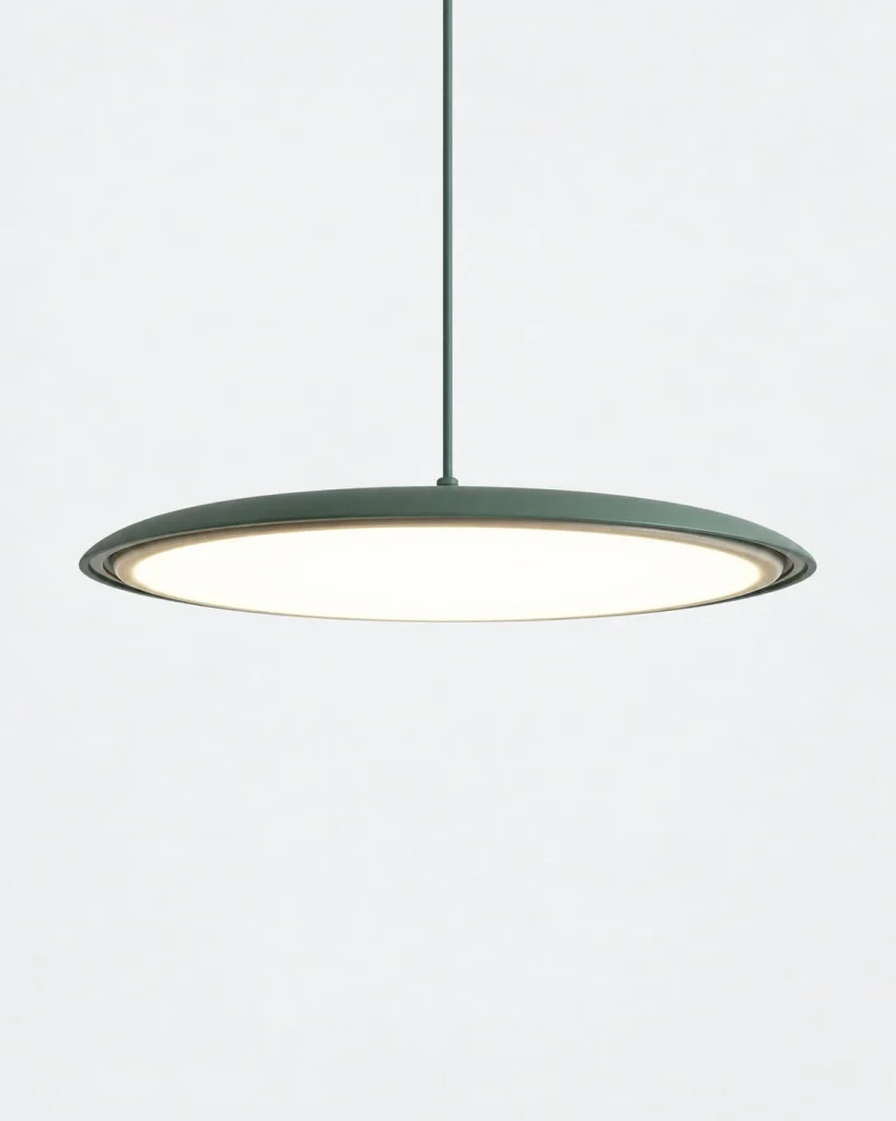 LED-Hängelampe in flacher Scheibenform MAKARON – Grün / 25 cm, Produktfoto