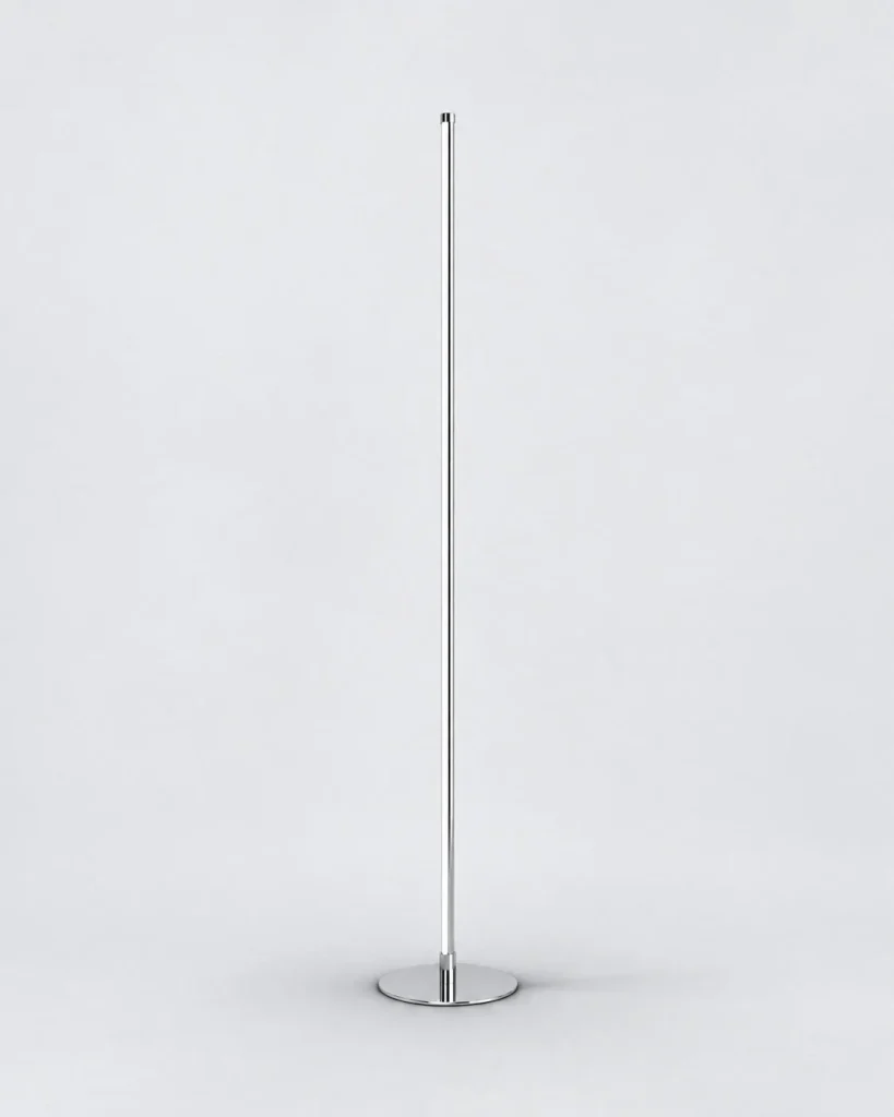 LED-Stehlampe in schlanker Stabform SVEN – Silber, Studioansicht