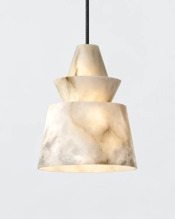 Hängelampe: gestufte Skulptur aus echtem Alabaster – NILA
