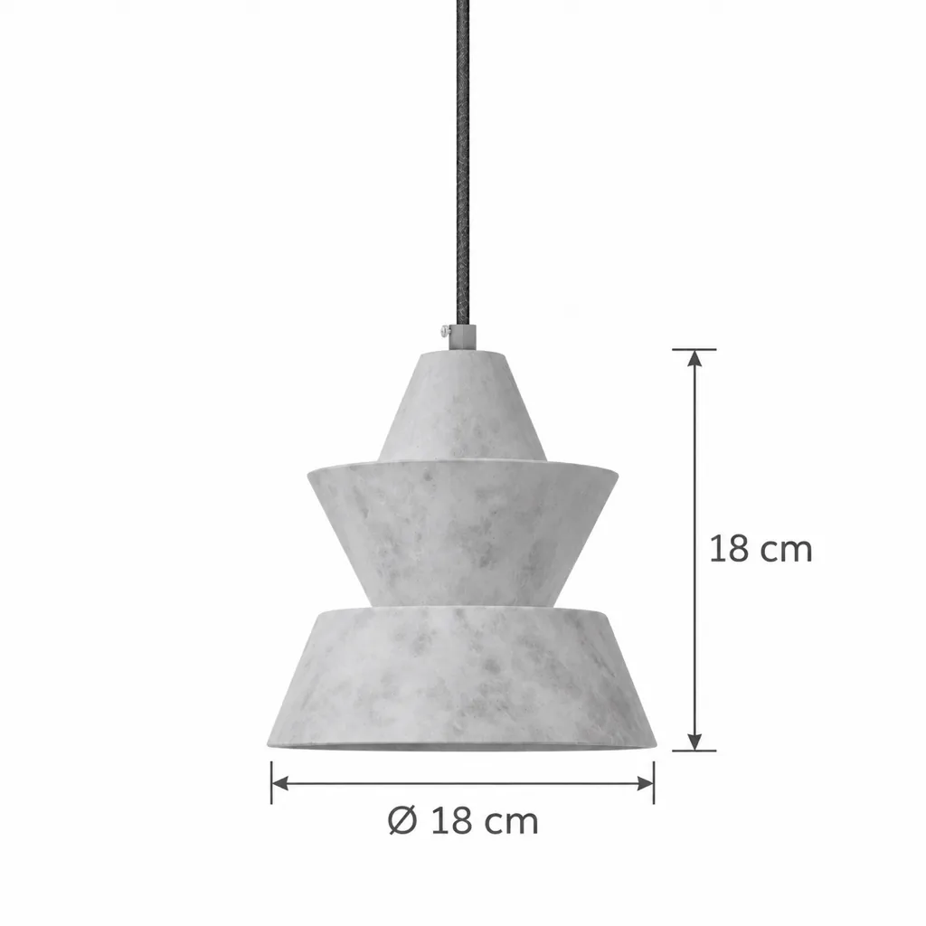 Hängelampe NILA, gestufte Skulptur aus echtem Alabaster – Masszeichnung Rund Ø 18 cm, Höhe 18 cm