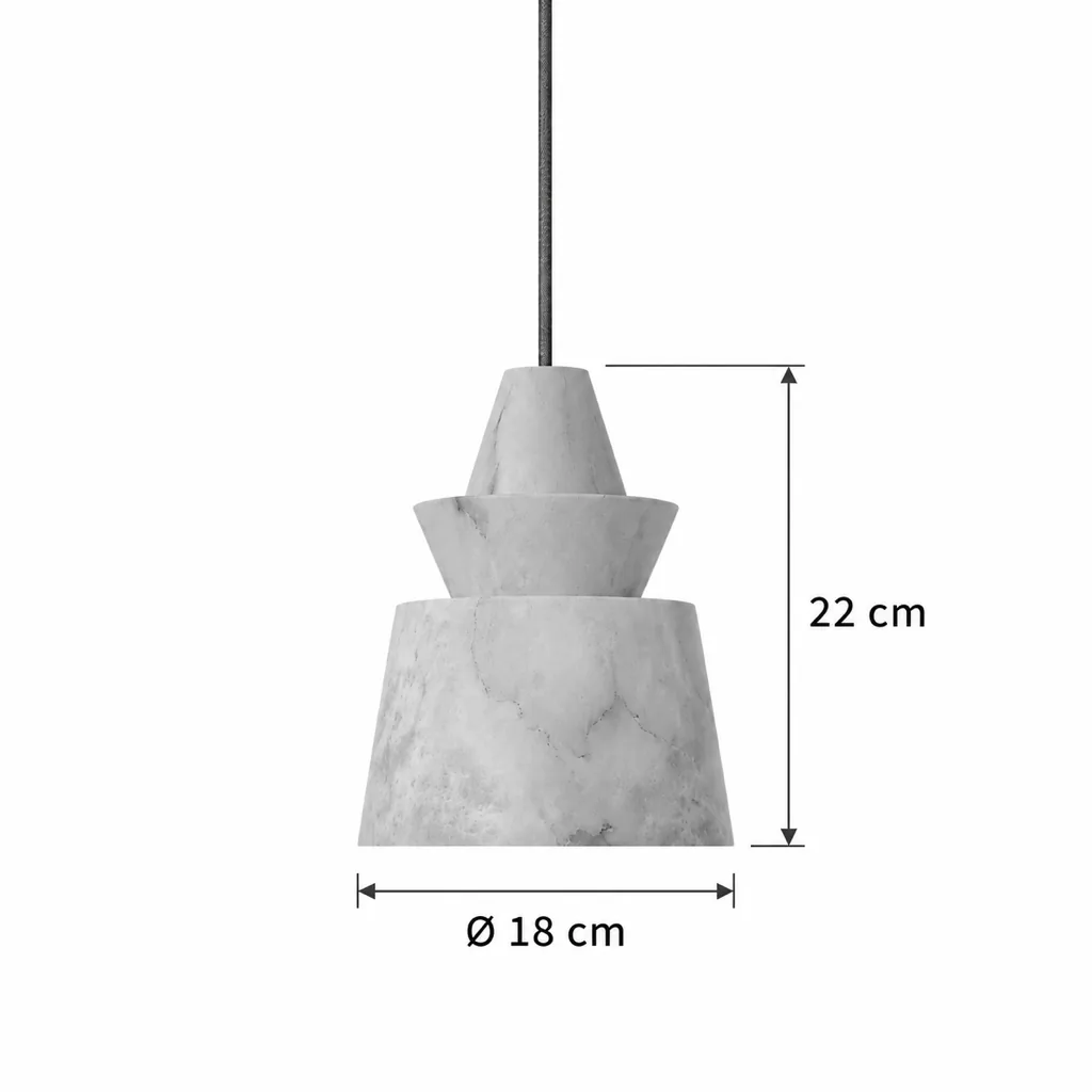 Hängelampe NILA, gestufte Skulptur aus echtem Alabaster – Masszeichnung Konisch Ø 18 cm, Höhe 22 cm