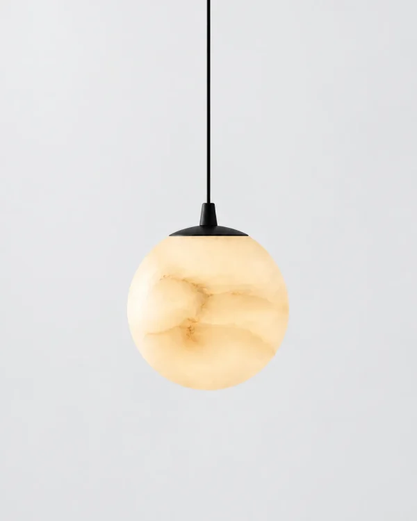 Hängelampe: Kleine Alabaster-Kugel, Schwarz oder Gold – BOURBON