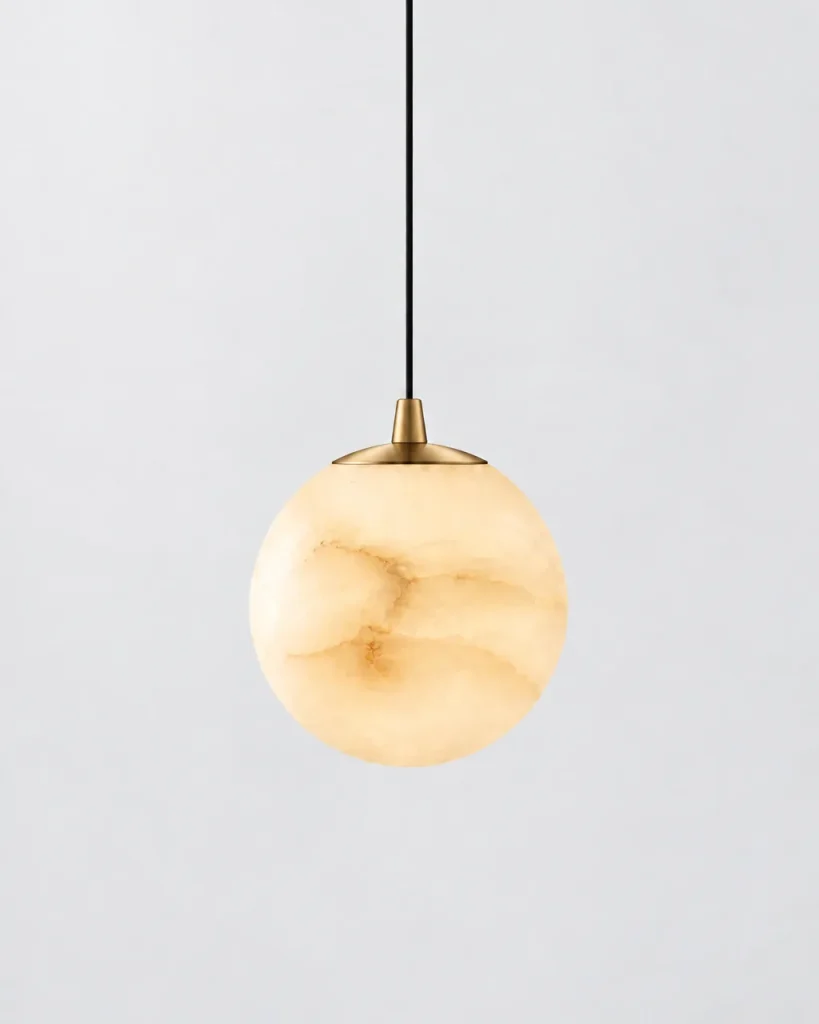 Hängelampe BOURBON, Kleine Alabaster-Kugel, Schwarz oder Gold – Gold, Ø 10 cm, Produktfoto