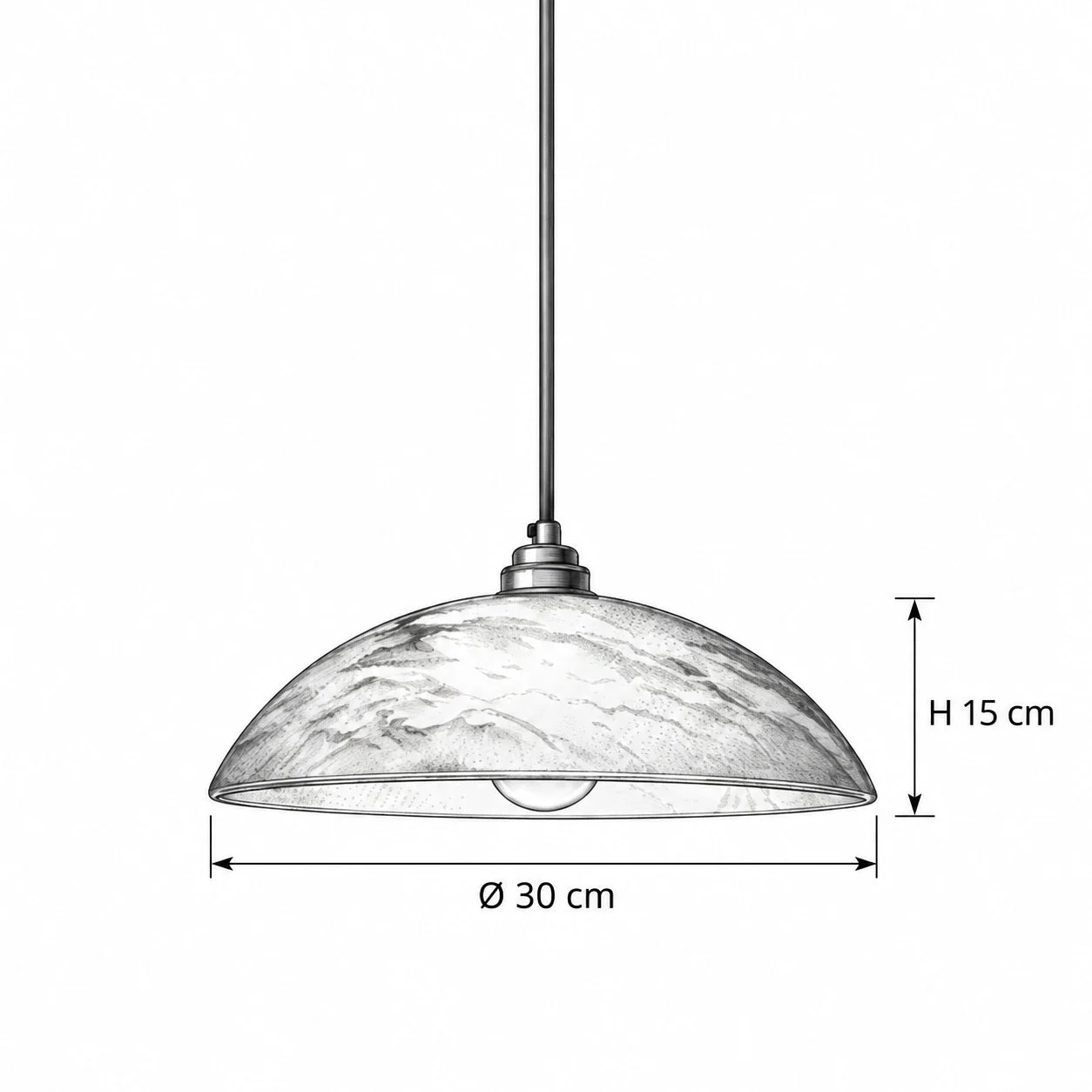 DESARE Pendelleuchte – Masszeichnung 30 cm