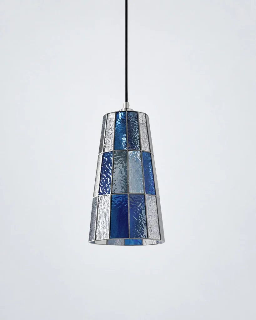 Hängelampe aus farbigem Glas SARI – Lang / Blau, Produktfoto