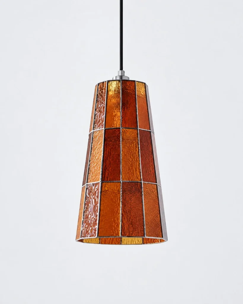 Hängelampe aus farbigem Glas SARI – Lang / Orange, Produktfoto