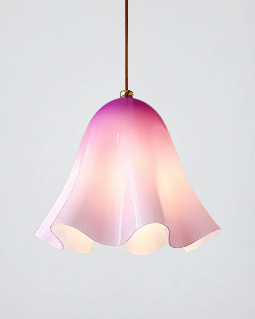 Hängelampe aus wellenförmigem Glas VITIYA – Violett, Produktfoto