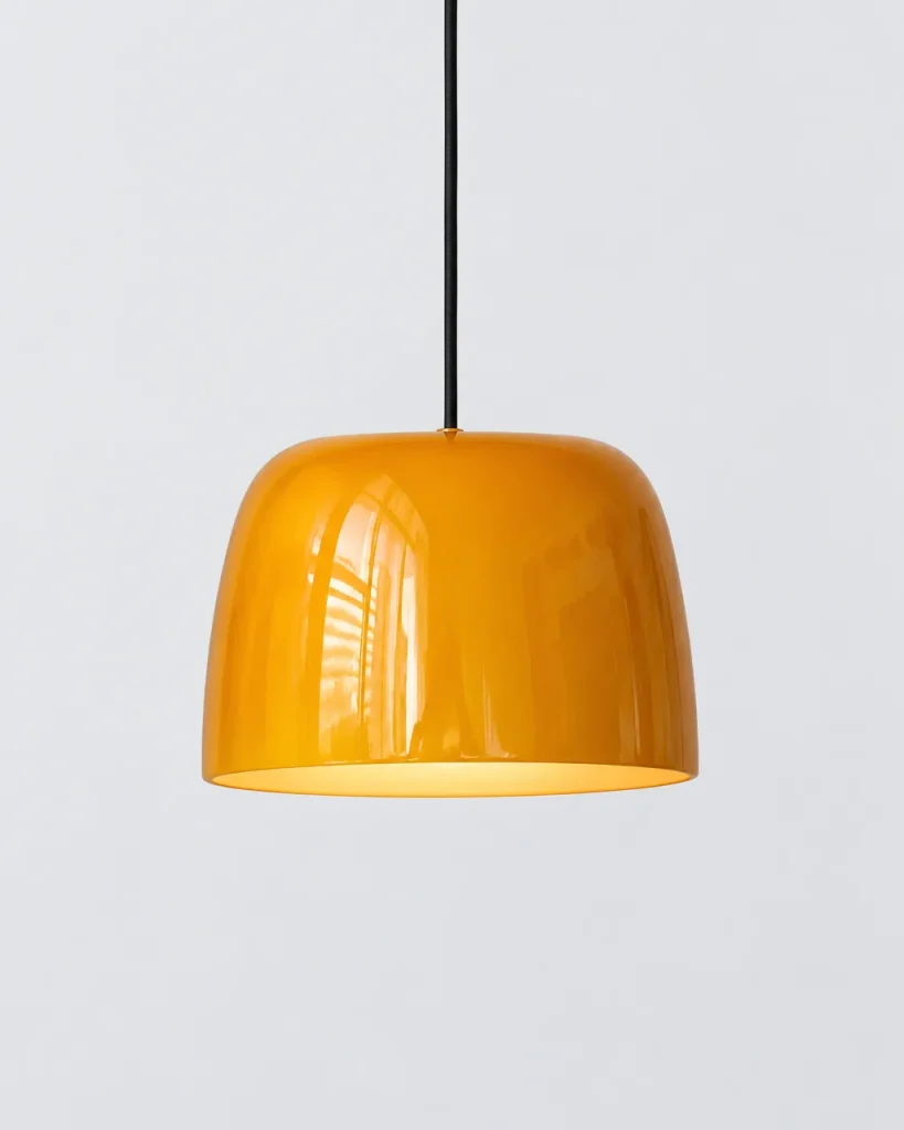 Hängelampe RANGE, glänzende Kuppel aus orangem Glas – Orange, Produktfoto
