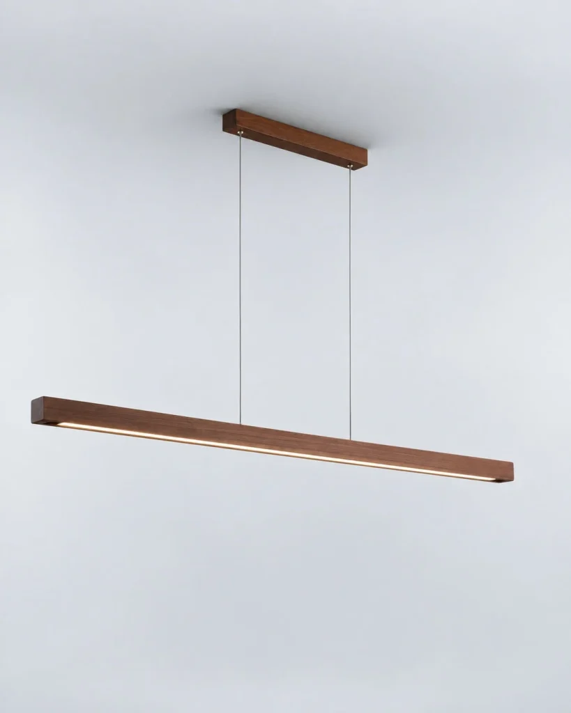 Lineare LED-Hängelampe aus Massivholz ANOD – 150 cm / Dunkles Holz, Produktfoto