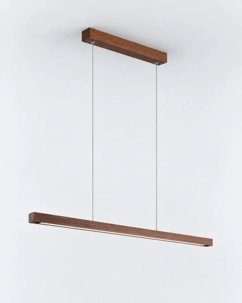 Lineare LED-Hängelampe aus Massivholz ANOD – 80 cm / Dunkles Holz, Produktfoto