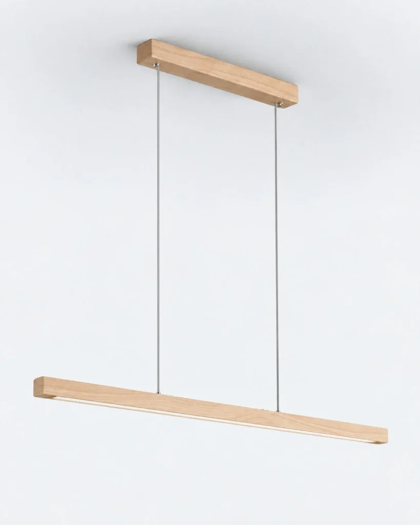 Lineare LED-Hängelampe aus Massivholz ANOD – 80 cm / Helles Holz, Produktfoto