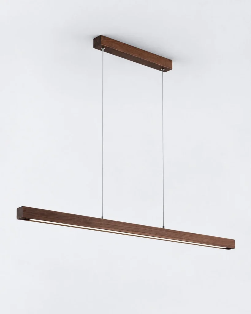 Lineare LED-Hängelampe aus Massivholz ANOD – 100 cm / Dunkles Holz, Produktfoto