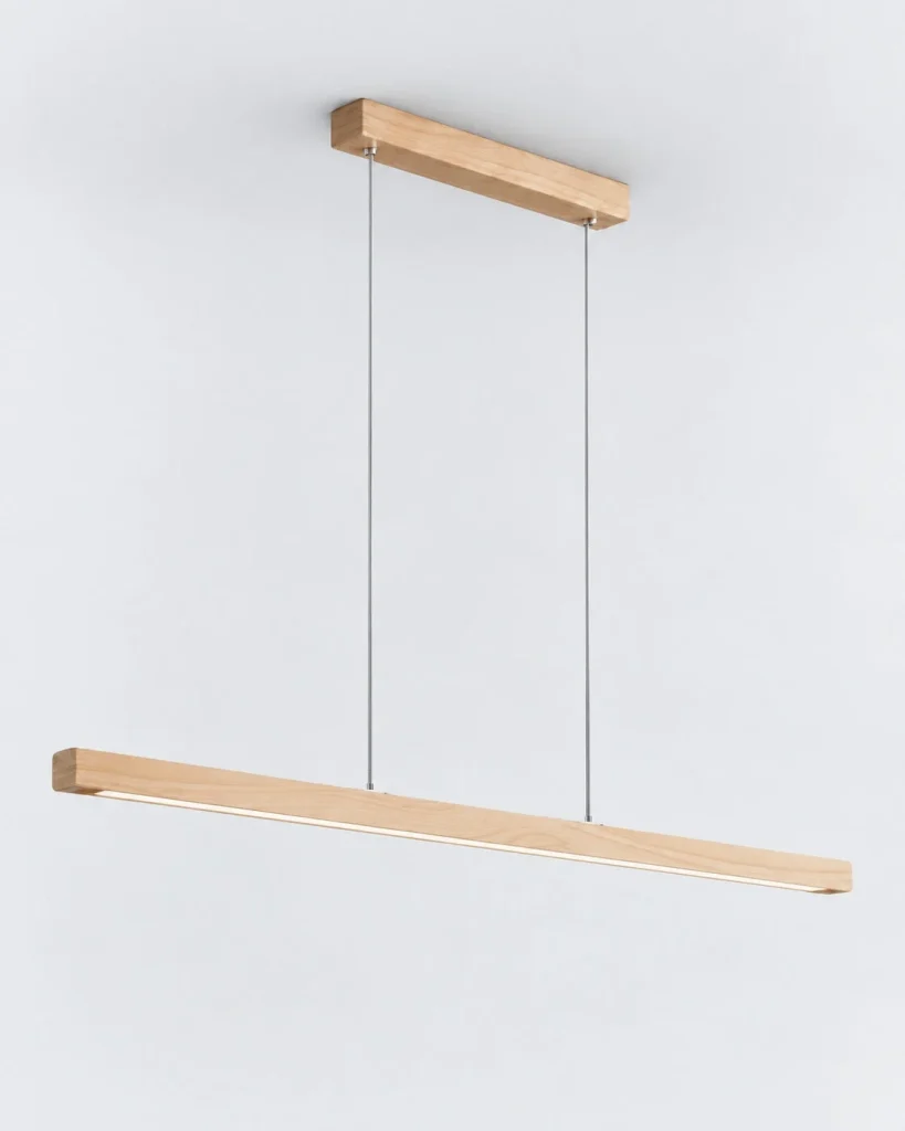 Lineare LED-Hängelampe aus Massivholz ANOD – 100 cm / Helles Holz, Produktfoto